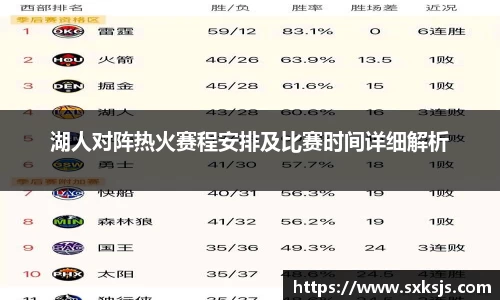 湖人对阵热火赛程安排及比赛时间详细解析